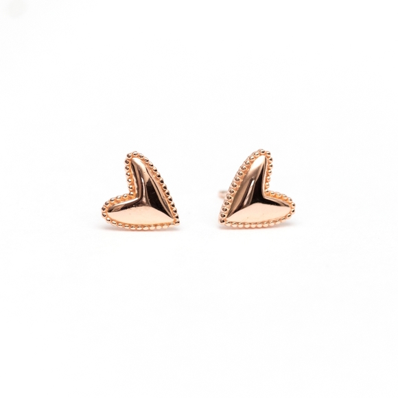 Rose Gold Heart Studs (S925) - Picture 2 of 4